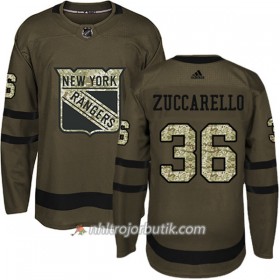 Män Ishockey New York Rangers Tröja Mats Zuccarello 36 Adidas 2017-2018 Camo Grön Authentic